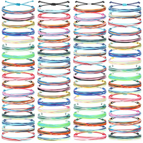 72 Pcs Summer Friendship Bracelets String Bracelets for Women Wax String Bracelets Outfits Surfer Handmade Water Repellent Boho Rope Anklets Adjustable Braided Anklet Summer Foot Jewelry
