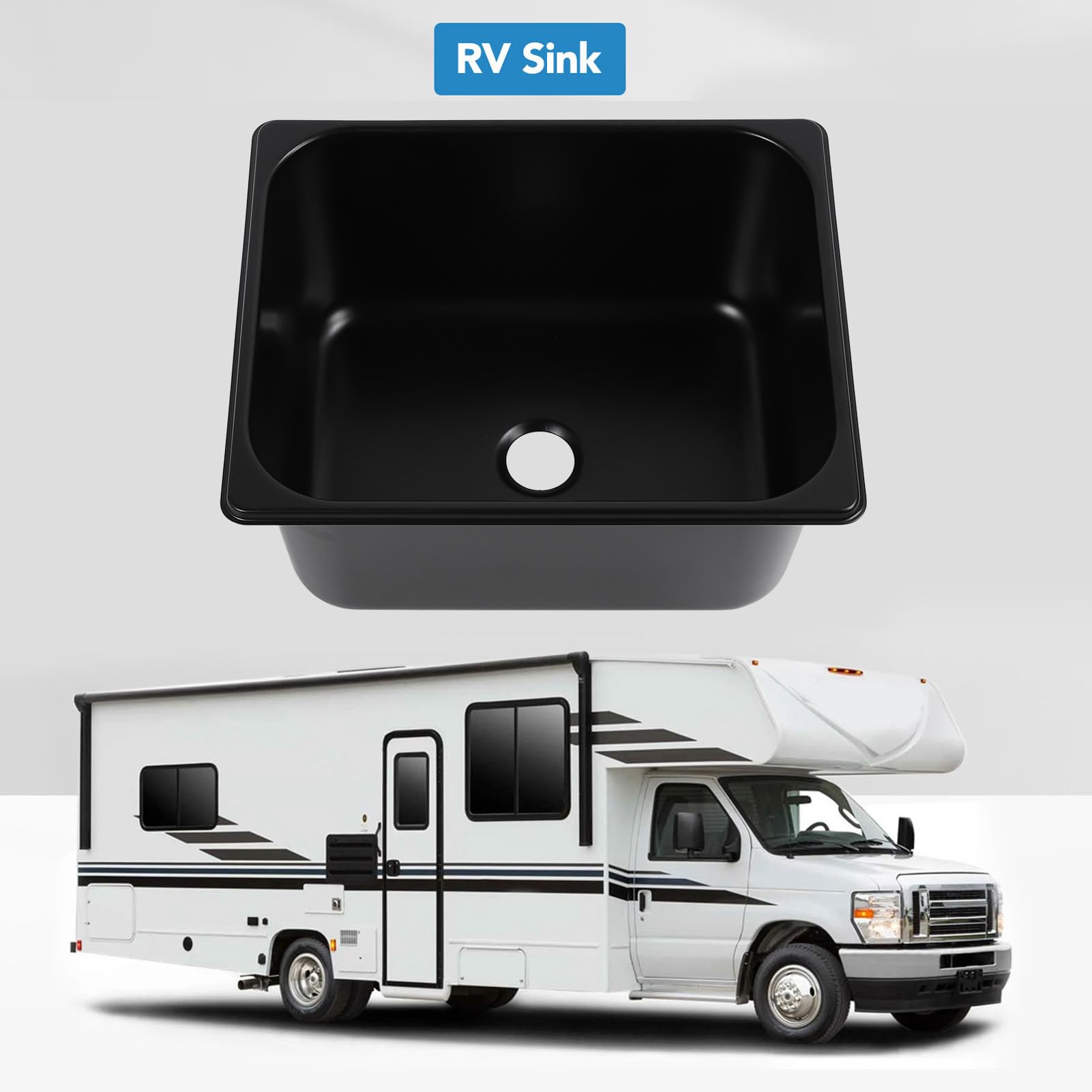 SIXRUN 304 Lavello Bar in Acciaio Inossidabile, Finitura Nera, capacità 11L, 320 X 260 X 150 Mm, Lavandino per Cucina Esterna con Drenaggio Rapido, per Camion per Camion di Cibi Barca