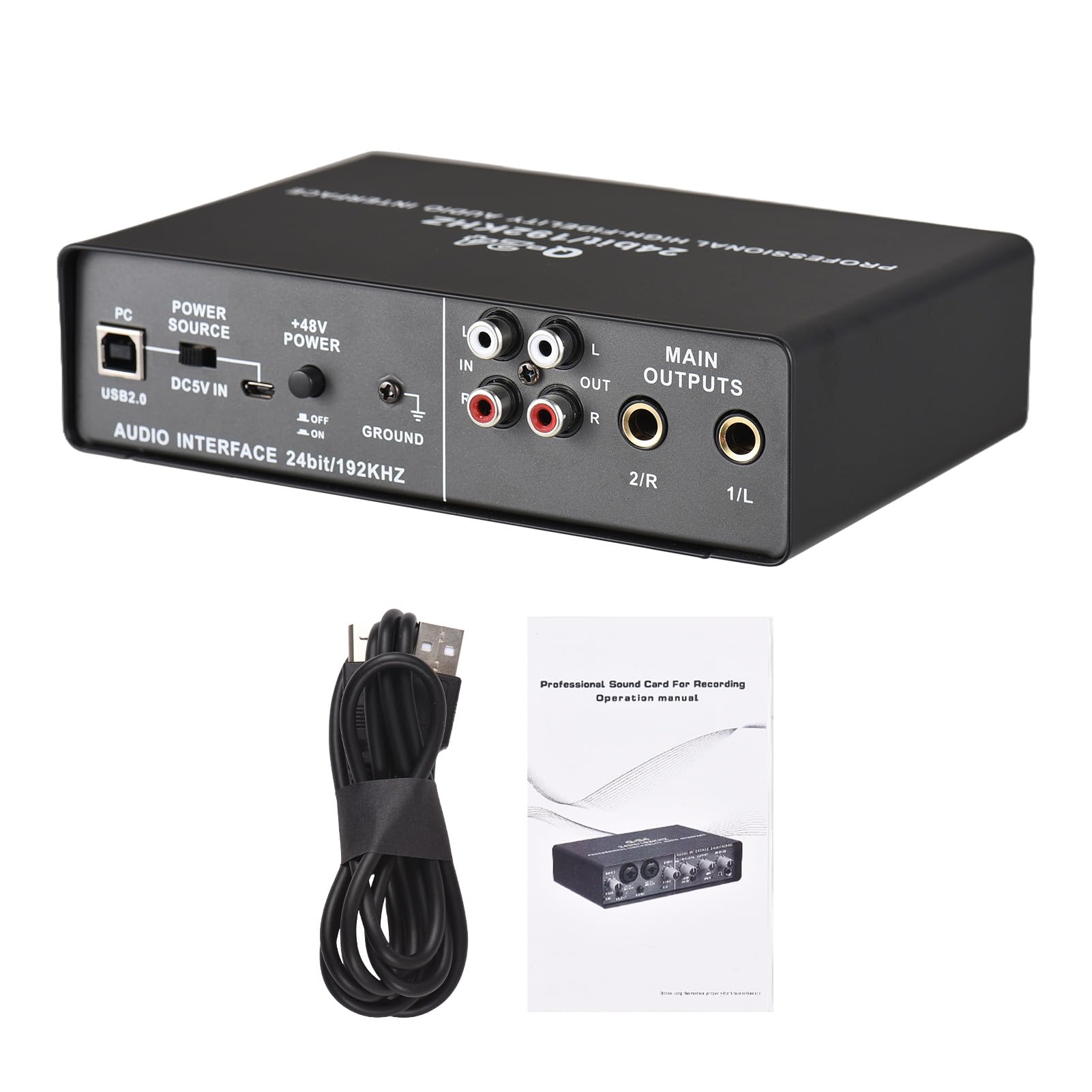 CHICIRIS Interfaz de USB, Entrada de Sonido de Grabación de Micrófono de 192 KHz de 24 Bits, XLR/TRS, Condenser Instrument Micrófono de Grabación con 48V Phantom Power para Música, Transmisión en