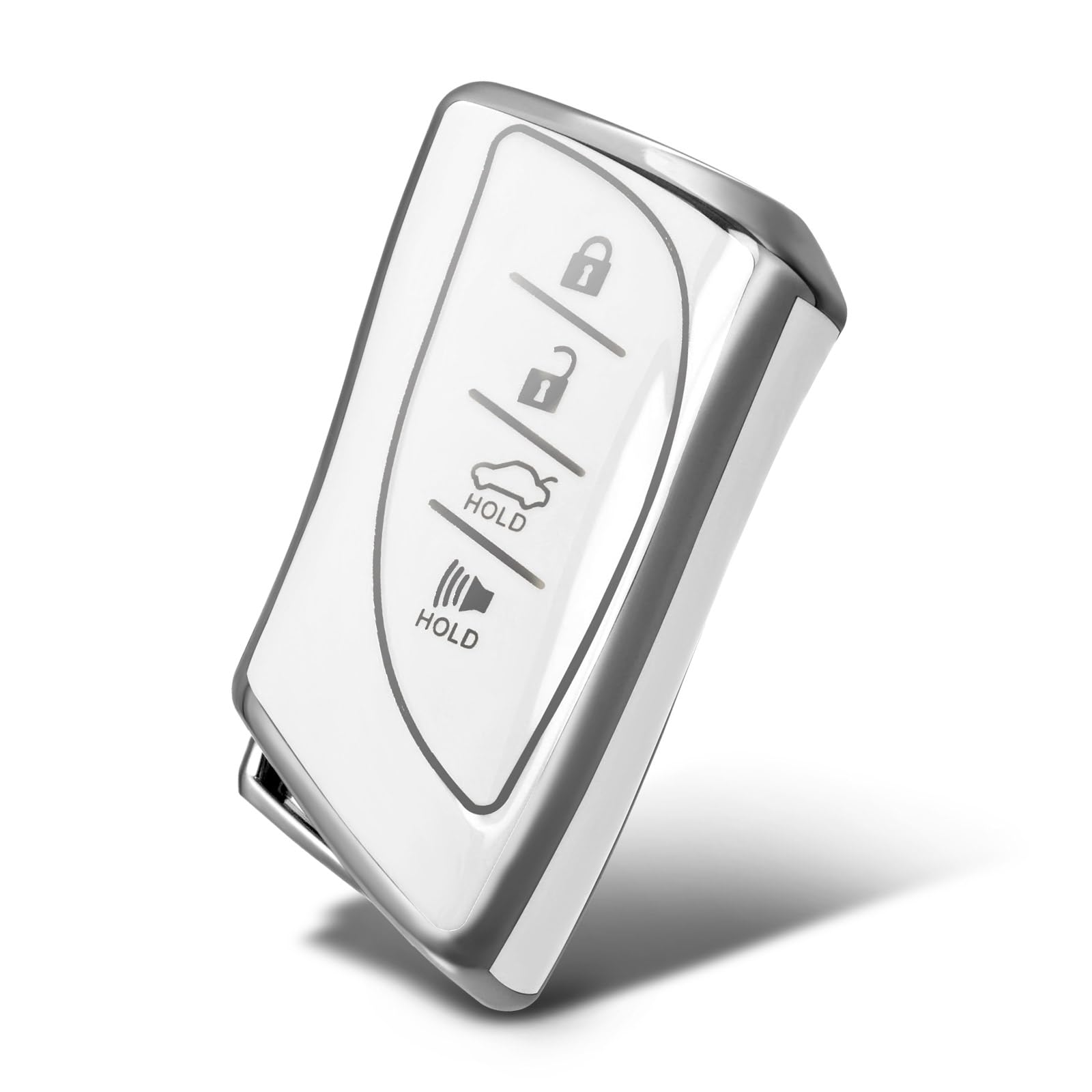 Silver Pattern Premium Soft TPU Key Fob Cover Case Compatible with Lexus 4 Button ES350 ES300h UX200 LS500 LS500H LC500 LC500h(Sliver-White)