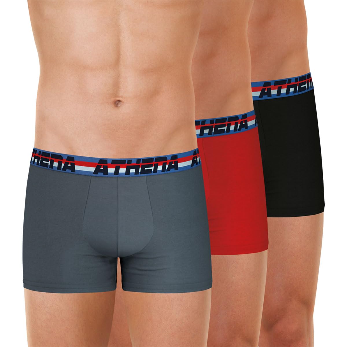 Athéna Men's Coton Underwear, Ardoise/Rouge/Noir, L