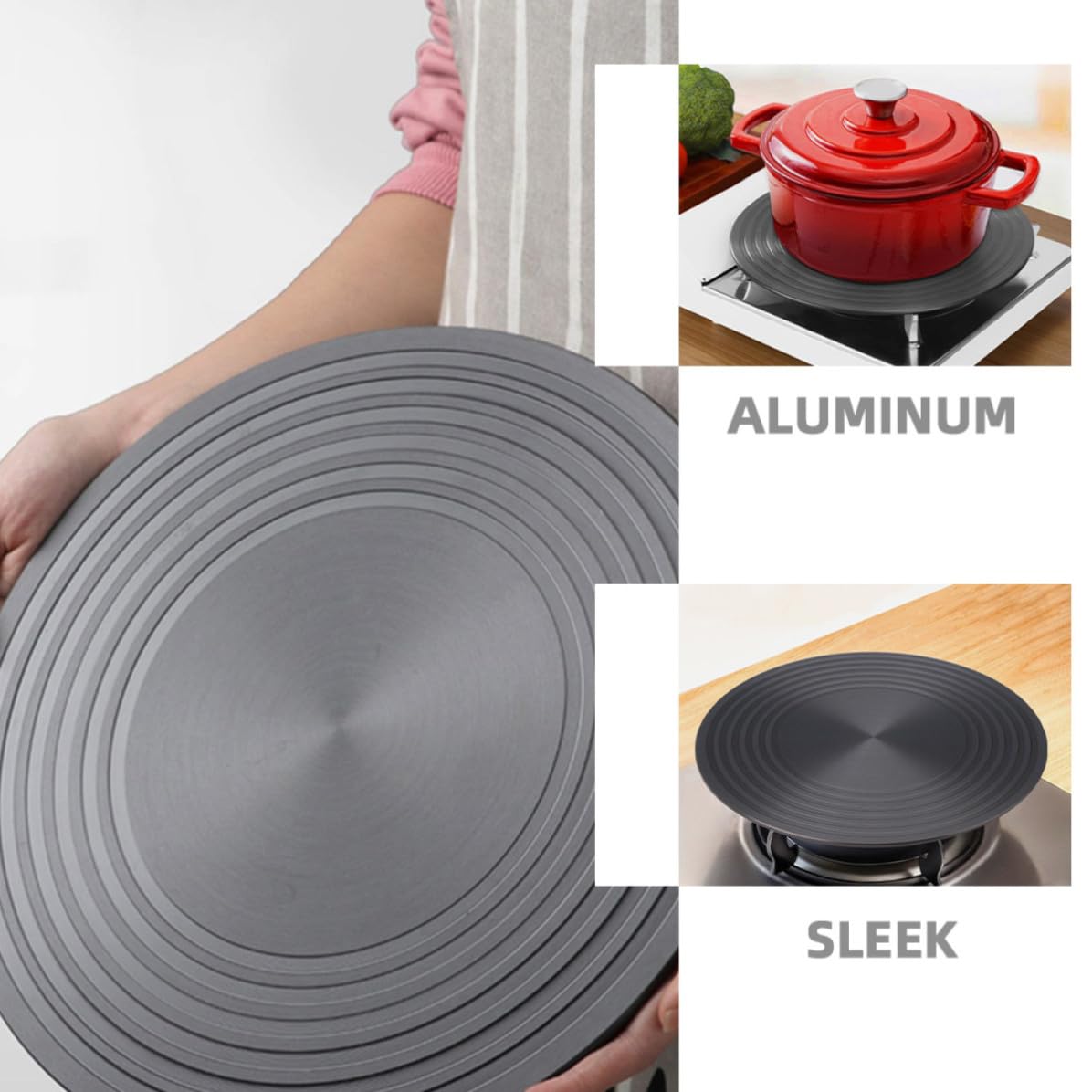 Difusor de Calor para Cocina de Gas de Aluminio Propiedades Antideslizantes, Compatible Utensilios de Vidrio y Esmalte para Cocinar al Aire Libre y Hervir Sopas