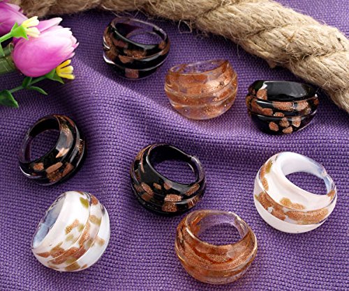 skyllcu00ae 3 Colores Hermoso Anillo de Oro de Vidrio Redondo Lampwork Accesorios de Moda 12X