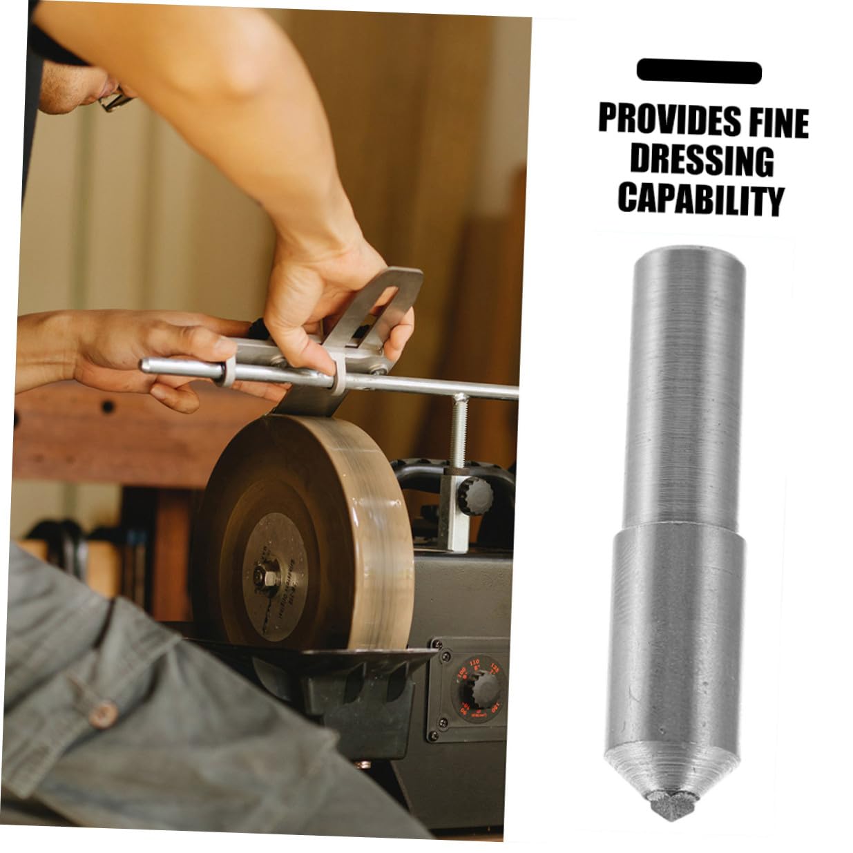 POPETPOP Dresseur de Meule Durabilité Exceptionnelle Efficacité de Coupe Améliorée Diamant en Alliage D'aluminium Argenté et Outil de Meulage Précis