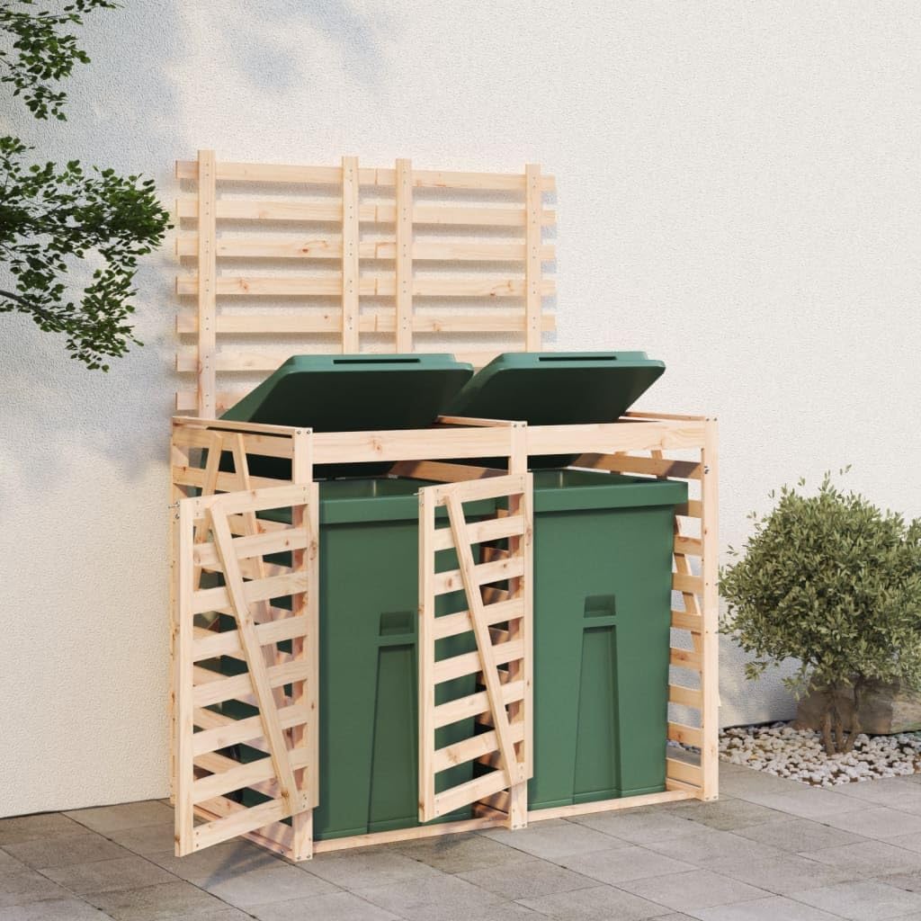 Cobertizo Doble para Cubos de Basura Madera Maciza de Pino,Casa y jardín,Productos del hogar,Accesorios para contenedores de residuos,Soportes para contenedores de residuos,42.47kg-3157685
