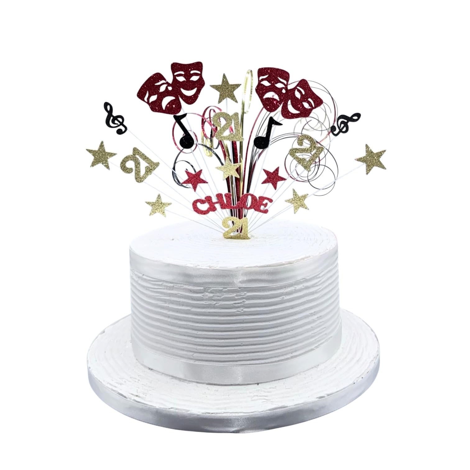 Drama theatre singing music Cake spray 18th 21st 30th 40th 50th 60th 70th 80th 90th 100th any age any colour/colours glittered or non-glitteredCake topper cake decoration Birthday explosion 003