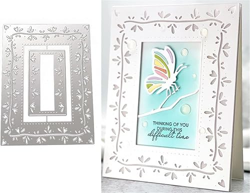 Ammsochy Plantillas de metal, herramientas de álbumes de recortes, marco de encaje, plantilla de relieve para hacer tarjetas de papel, álbumes de