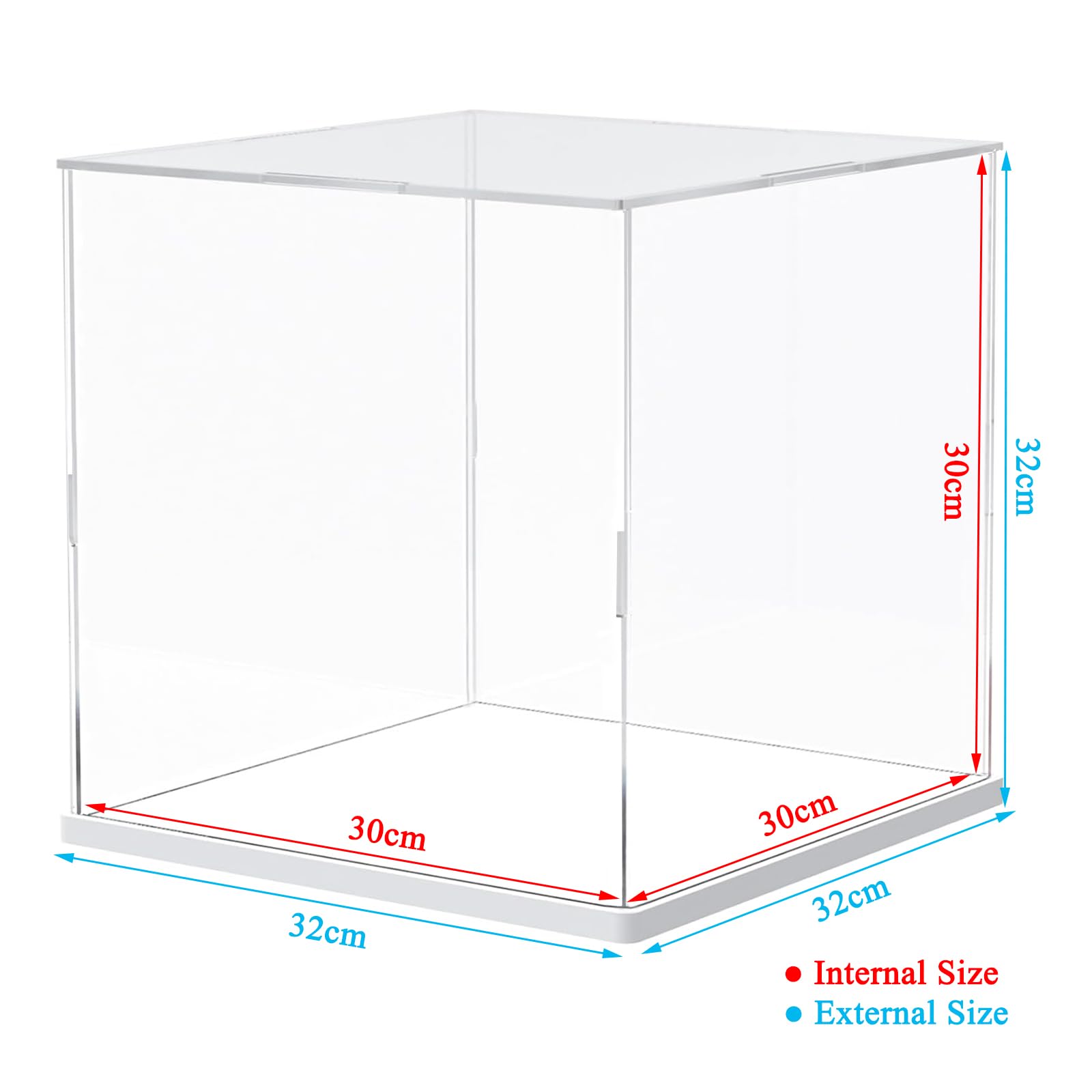 ELEpure Transparent Acrylic Display Case for Collecting Lego Figurine Improved Display Box Dustproof Storage with Base for Basketball Football (White - Image 2