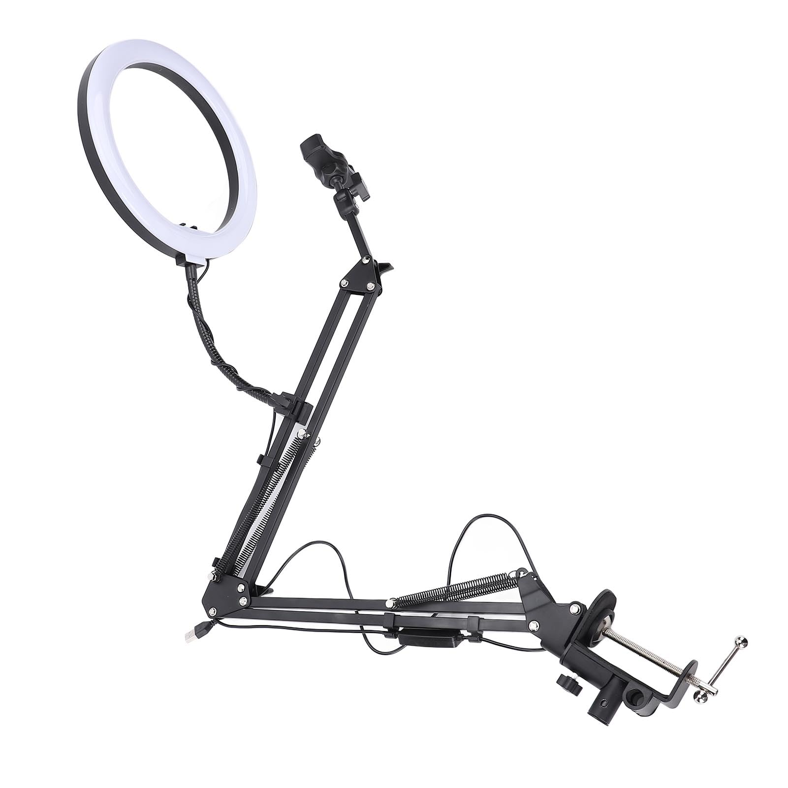 Lampa ad anello flessibile con clip per telefono, 30 opzioni di illuminazione Luce ad anello tavolo per fotografia artigianale, testa luminosa 10,24", per artigianato, fotografia di