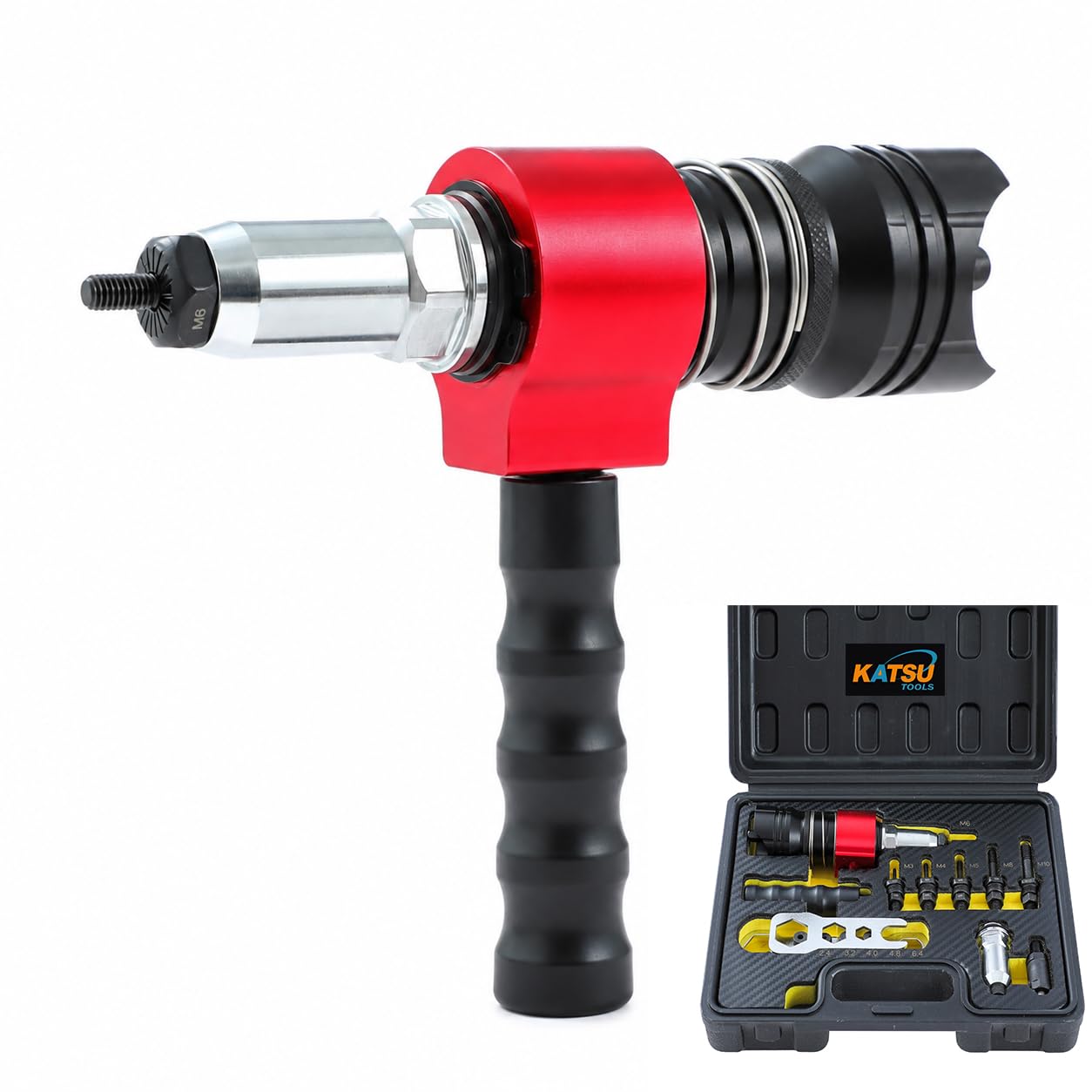 KATSU Tools Accesorio de tuerca remachadora, kit adaptador de pistola de remache multifunción 2 en 1, herramienta de remachado para taladros eléctricos inalámbricos, modelo 405531