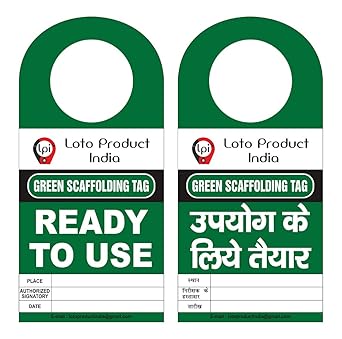 Loto Product India lockout Tagout scaffolding green tag Ready to Use Set of 10