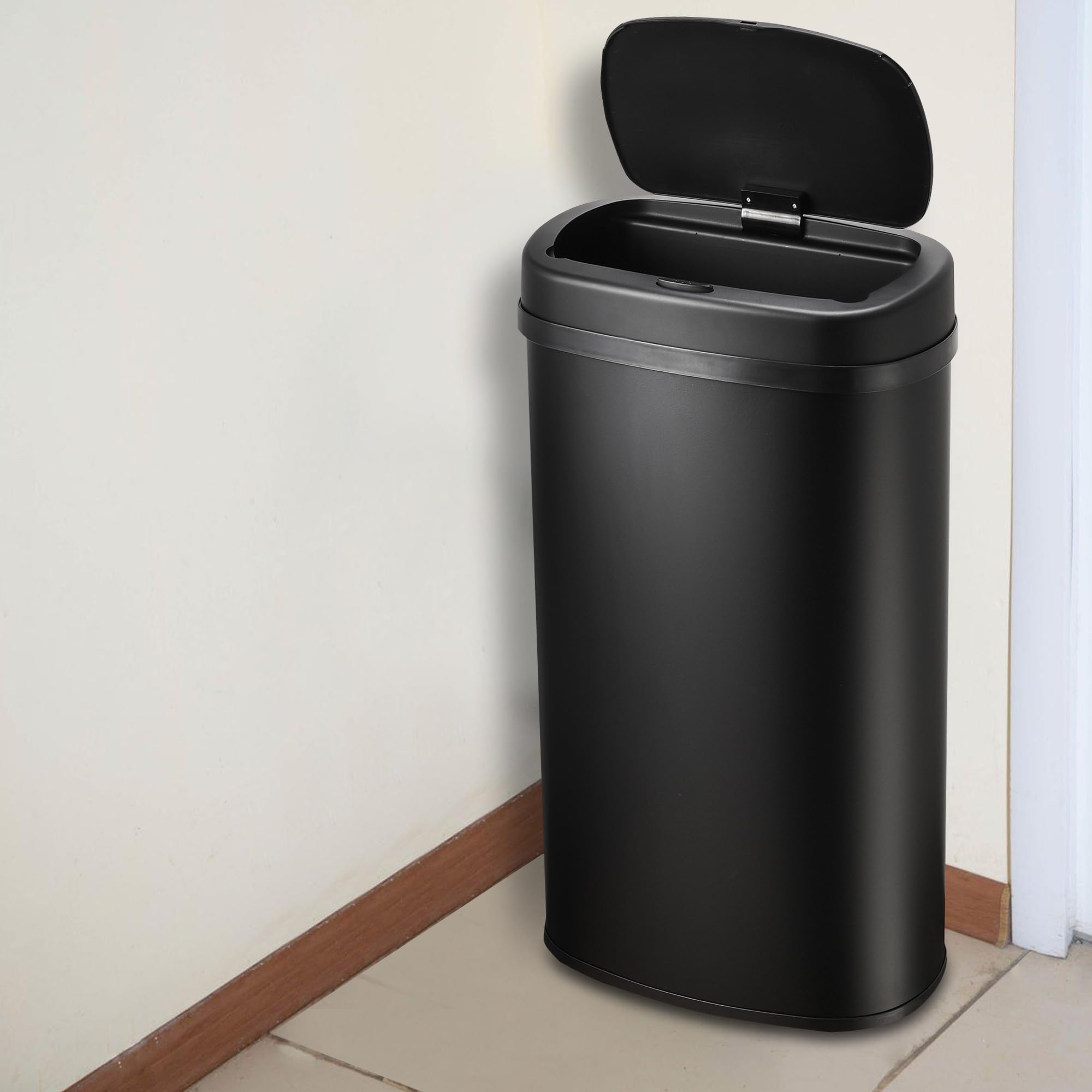 Bayt 60 L Schwarzer Küchenabfalleimer Mit Touch-Deckel – Großer Abfall- Und Müllbehälter Für Recycling | Geruchsdichter Rechteckiger Mülleimer Für Schlafzimmer, Badezimmer Und Büro