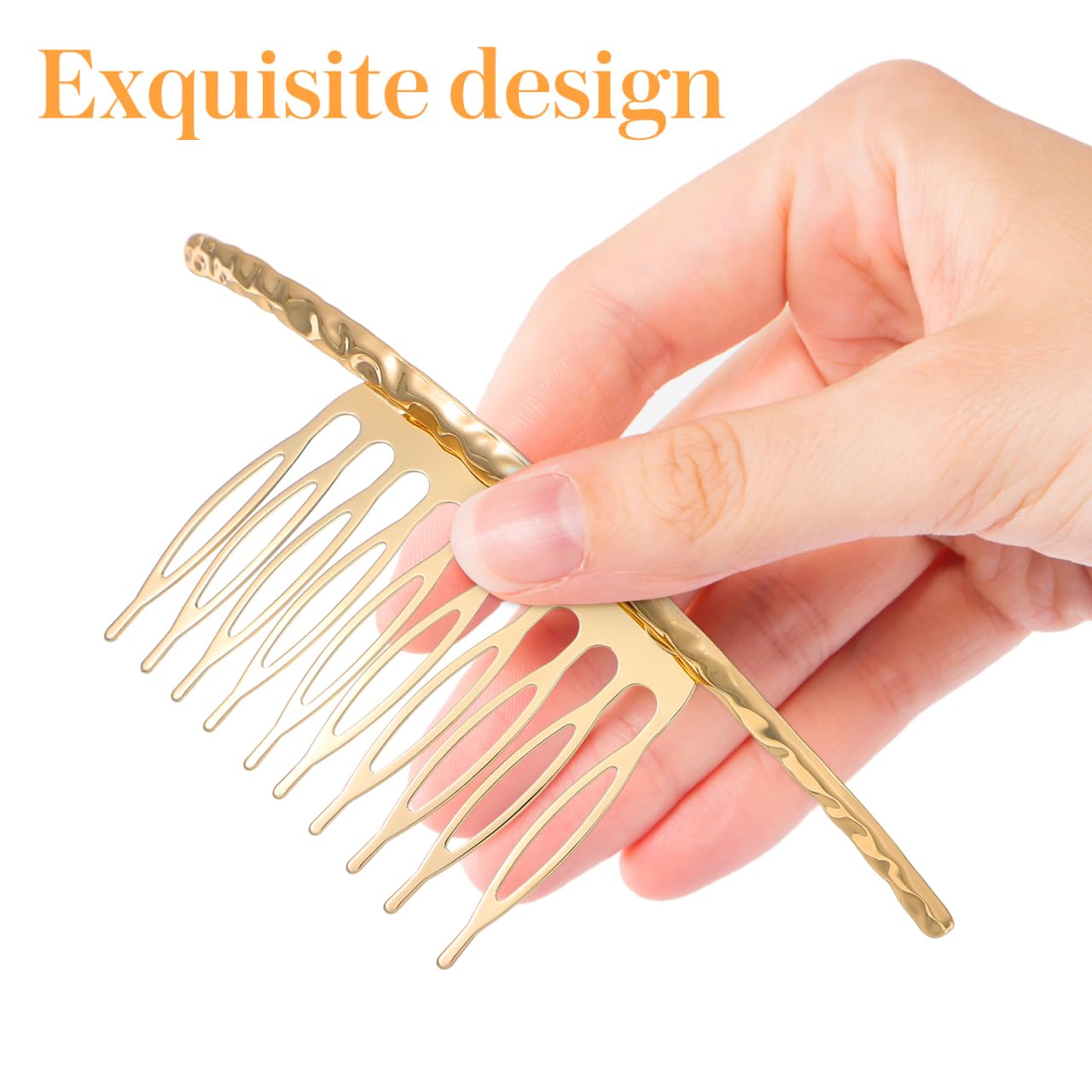 Minkissy Horquilla para el pelo, peine lateral de aleación, 2 unidades, color plateado y dorado, accesorio para el pelo para mujeres y niñas