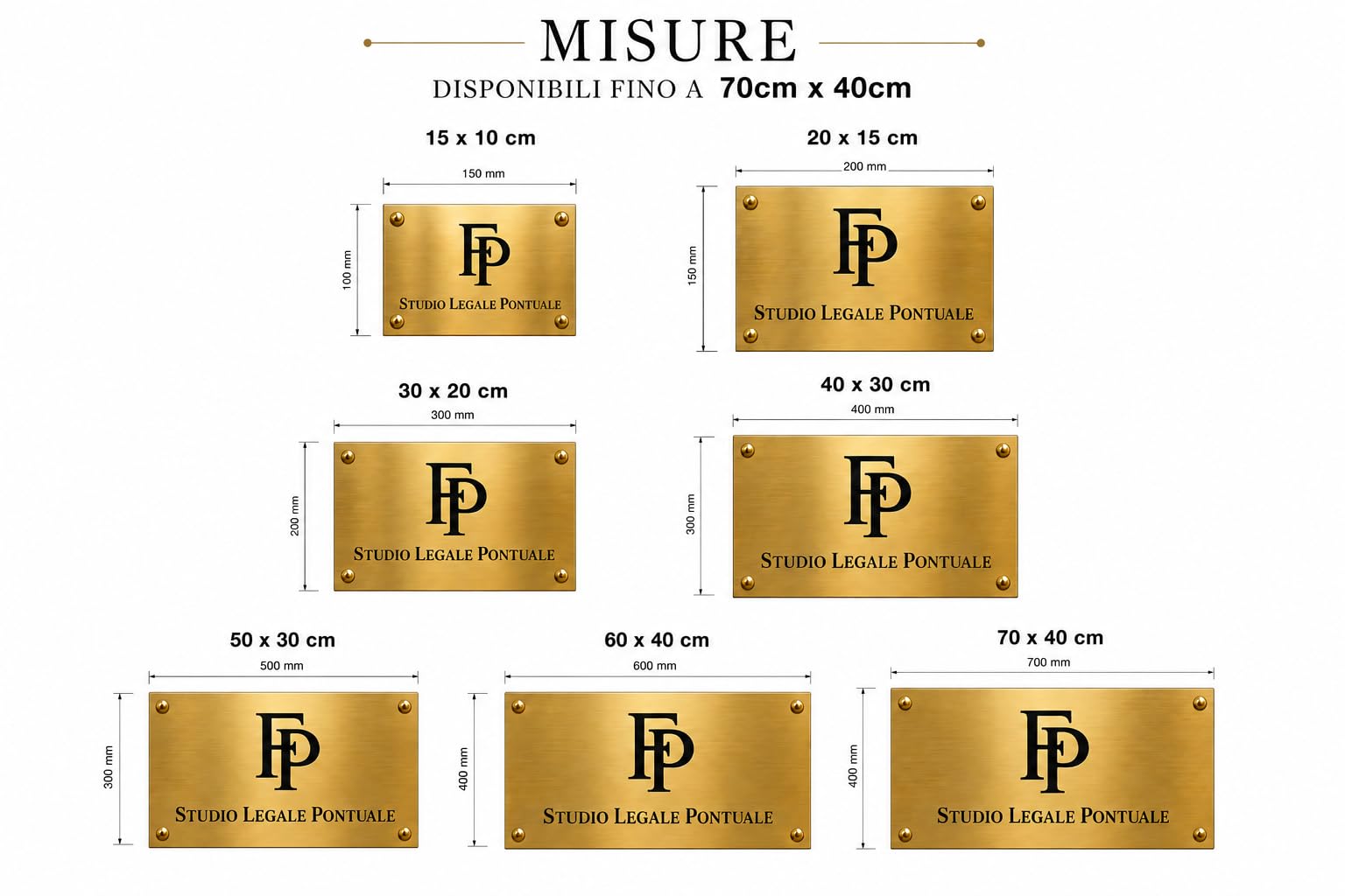 Targa in Ottone Personalizzata Incisa – Targa Professionale per Studio, Porta, Ufficio e Abitazione – Finitura Lucida Premium – Personalizzabile con Nome, Logo e Testo – Made in Italy