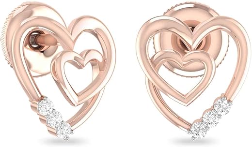 Aucent by PC Jeweller The Sevda Heart 18KT Yellow Gold and Diamond Earrings