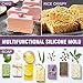 Walfos Silicone Soap Molds Set of 3, 6 Cavities Rectangle Silicone Soap Molds for Homemade Craft Soap Mold, Cake,Chocolate ＆ Ice Cube Tray（Blue & Purple ＆ Pink）