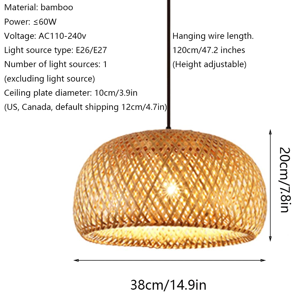 Lampa Wisząca Stylu Pasterskim Ręcznie Tkane Bambusowe Lampy Wiszące Okrągła Kreatywna Lampa Wisząca Latarnia Japoński Klosz Lampy Sufitowej Wikliny Oprawa Oświetleniowa Kolorze Podstawowym STARZE