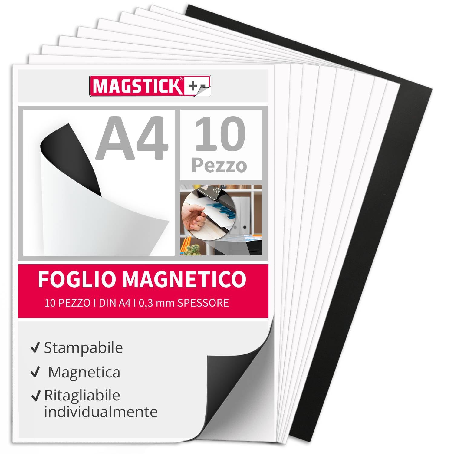 Set 10 carte magnetiche bianco DIN A4 retro magnetico stampabile getto d'inchiostro mag220