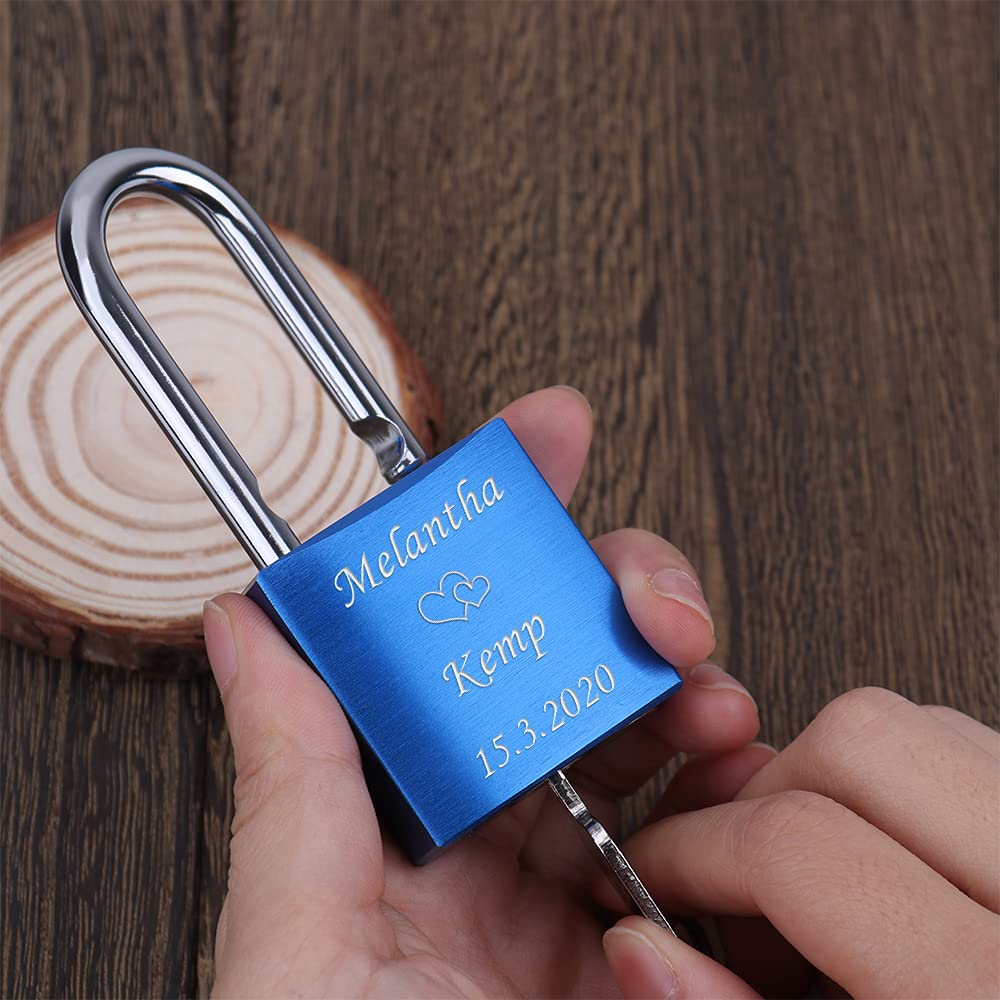 Custom Engraved Couple Lock Personalized Name Love Engraved Lock Multiple Color Valentines Day Gift for Girlfriend Boyfriend (sty1)