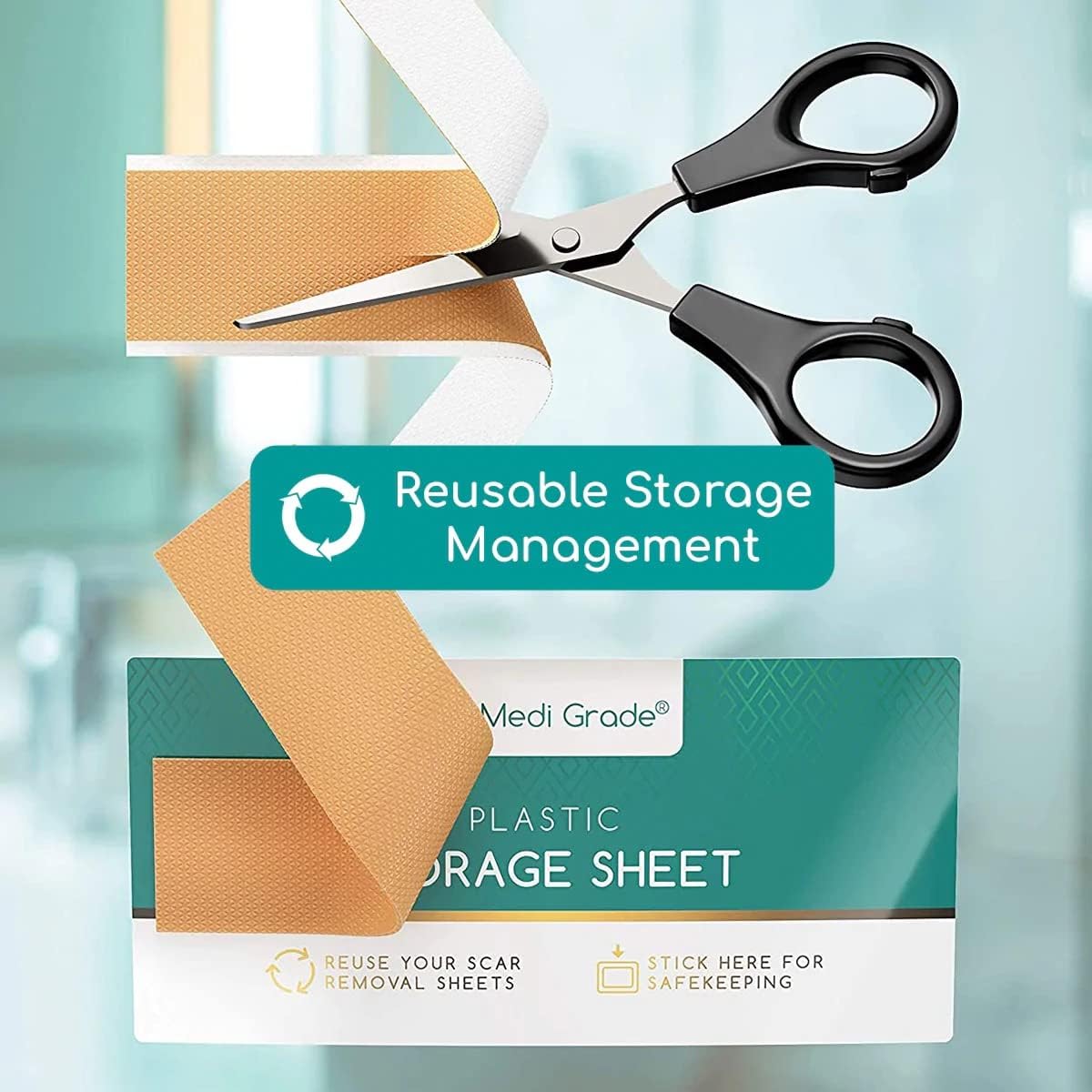 Silicone Scar Sheets [10pc] by Medi Grade - Reusable Silicone Scar Tape, Large/Small Sizes, with Storage Sheet - Fast & Effective Silicone Scar Strips for C Section and Keloid Scar Removal