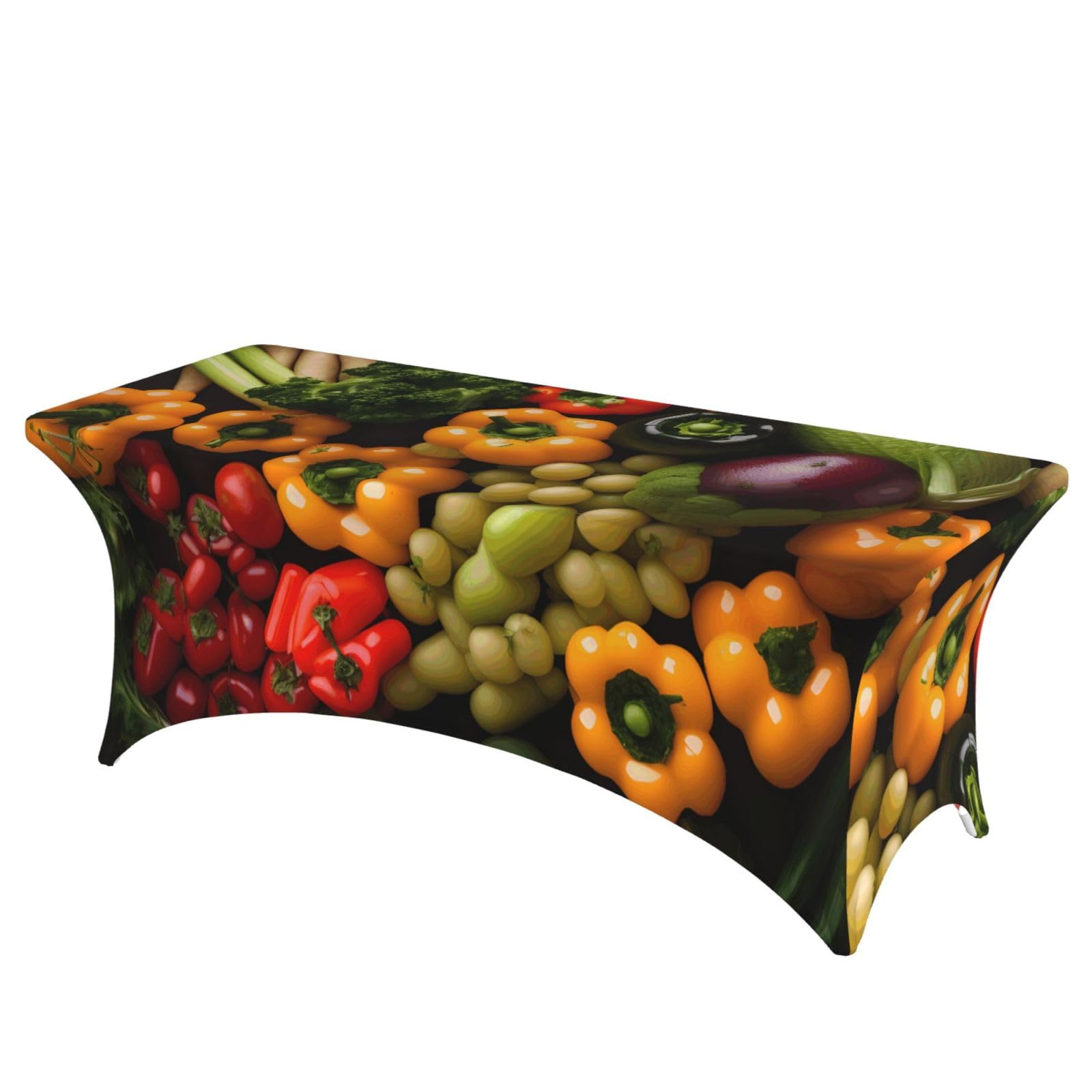NImongt Variety Fresh Vegetables Fruits Print Elastic Rectangular Tablecloth Holidays Family Banquet Wedding Party Table Cover