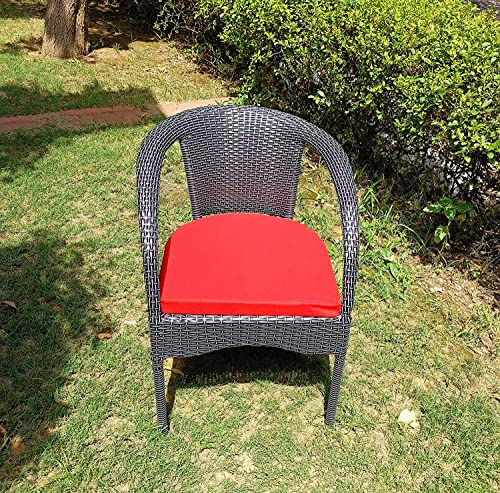 Image of Anaya Decor D-8 Chairs Table Set 4+1 Wicker Patio Furniture Sets 4 Chair and 1 Table with Cushions for Garden Balcony Bedroom Powder Coated Frame Uv Protected Wicker (Black-Red)