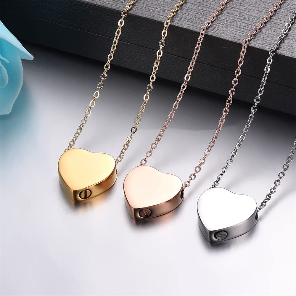 Collana con urna a forma di cuore inciso: gioiello per cremazione in acciaio inossidabile, commemorativo per la perdita di un animale domestico - Italia