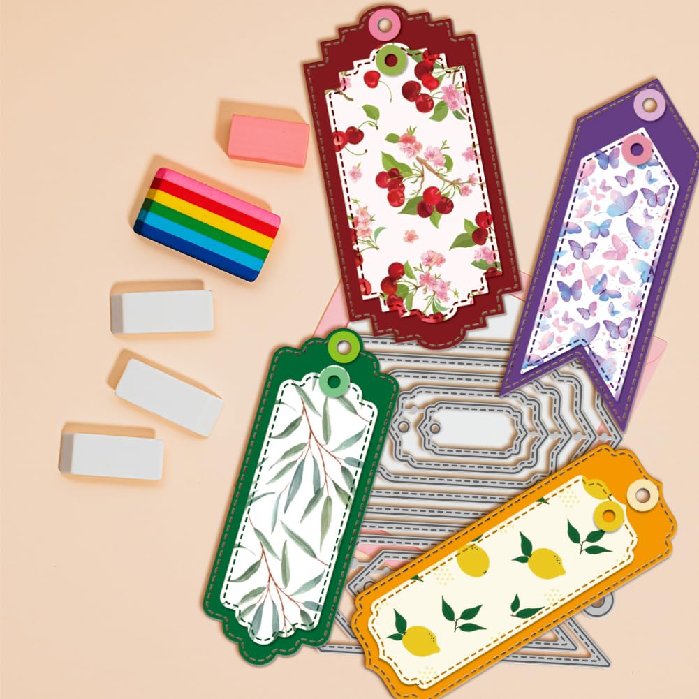 GLOBLELAND Bookmark Tags Cutting Dies Metal Geometric Frame Die Cuts Nested Borders Background Cutting Embossing Templates for Scrapbooking Crafts Paper Cards Making - Image 4