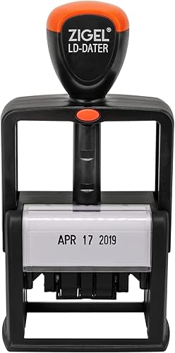 Miniatura 5 de ZIGEL Sello de fecha autoentintado estilo resistente, tamaño profesional de fecha grande (LD56), tinta azul