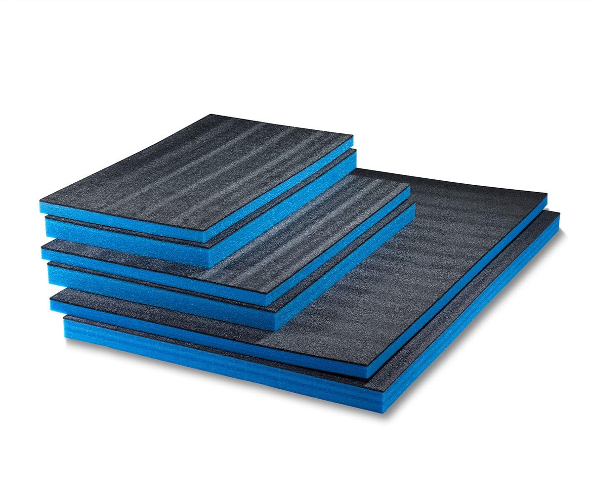 Shadow Foam Multilayer Schaumstoff 800 x 600 x 50 mm 3 Stück Blau & Schwarz Werkzeugeinlage
