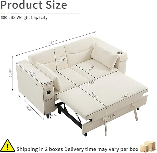Miniatura 113 de sofá cama de terciopelo de 58 pulgadas, convertible 3 en 1 con bolsa de almacenamiento y respaldo ajustable, perfecto para espacios pequeños, sala 7