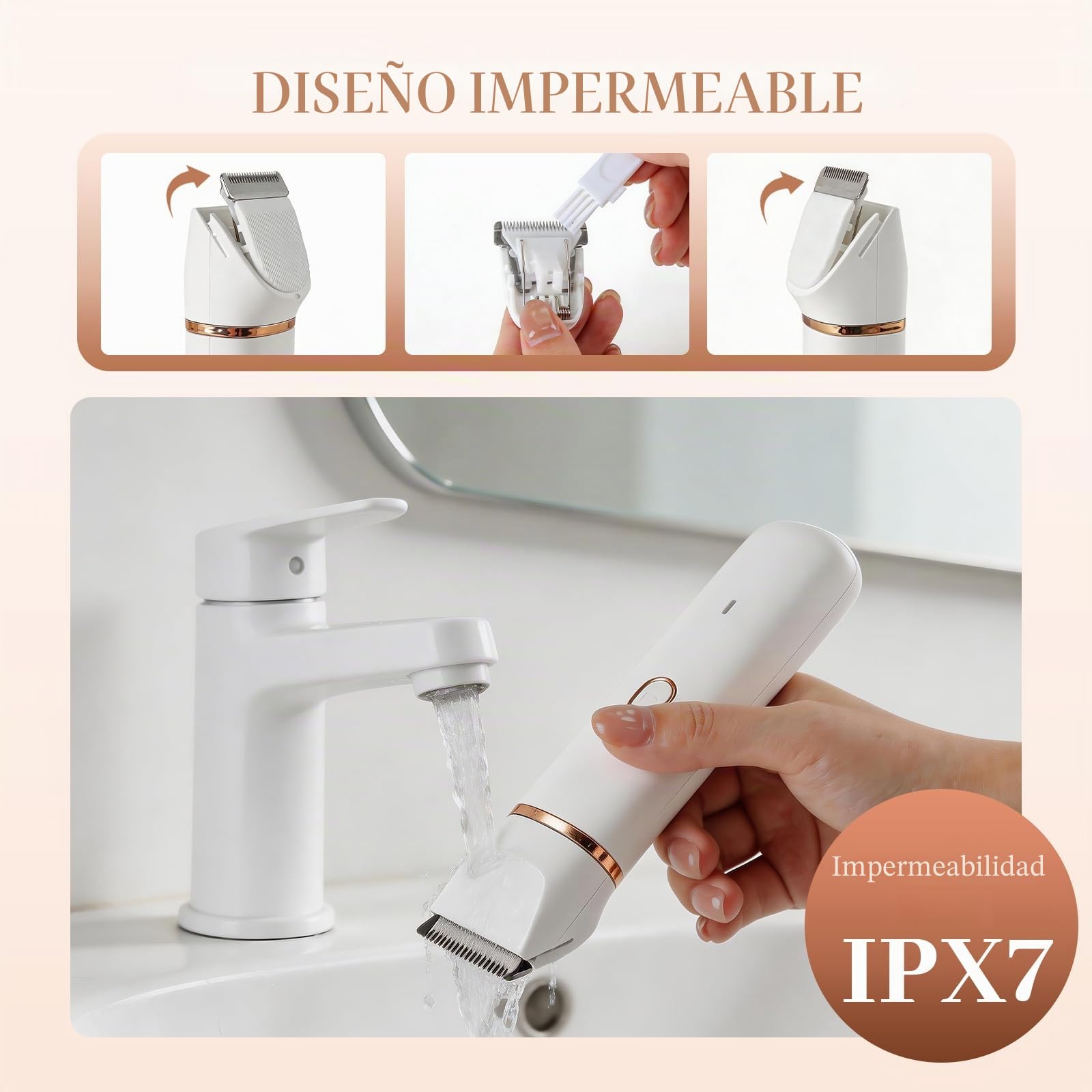 Maquinilla de afeitar para mujer, 3 en 1 para mujeres, depiladora facial para mujeres, recargable con estación de carga USB, afeitadora eléctrica para piernas, brazos y cara, afeitadora impermeable