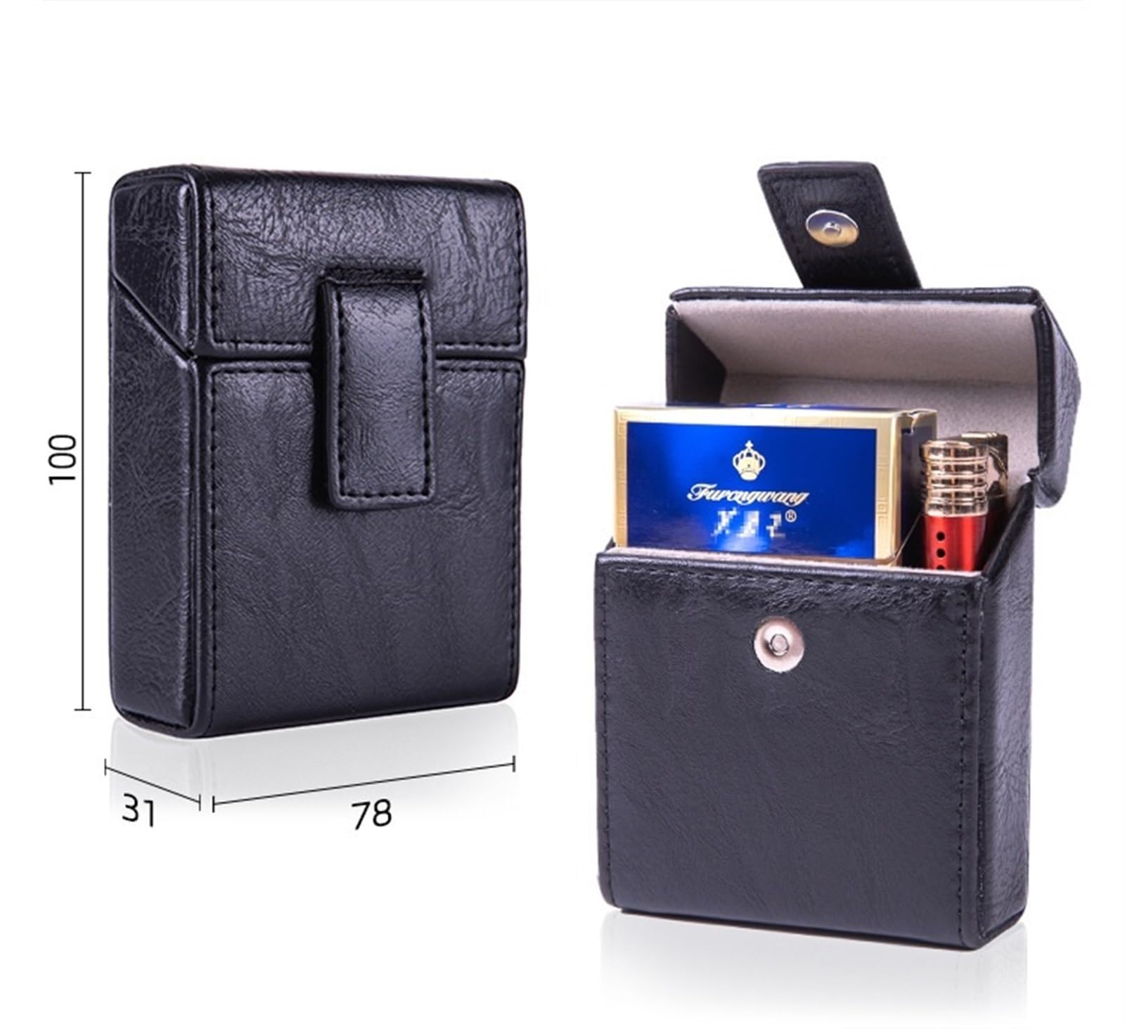 Amazon.com: LEILEICAILI Men's Cigarette Cases, pu Leather Cigarette Box  with Lighter Holder, Crush Proof Storage Container Pouch Name Card Id  Cases(Black) : Health & Household