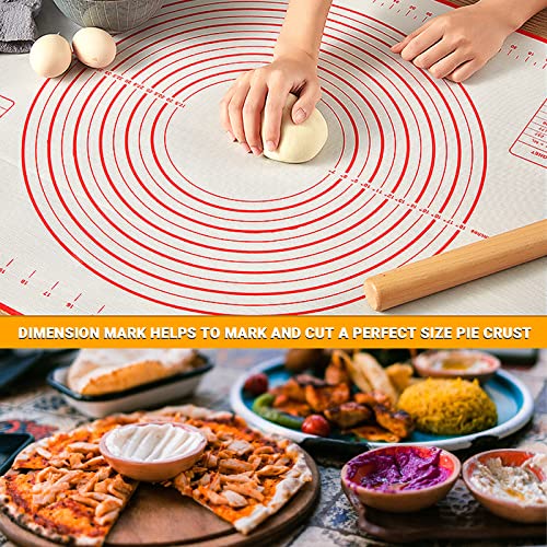 Silicone Baking Mat, Qidoe (16"X 24") Extra Thick Non Stick Baking Mat With Measurement Fondant Mat/Dough Rolling Mat/Counter Mat/Pizza Mat/Oven Liner/Pie Crust Mat Large Non Slip Cooking Pastry Mat #TOP6