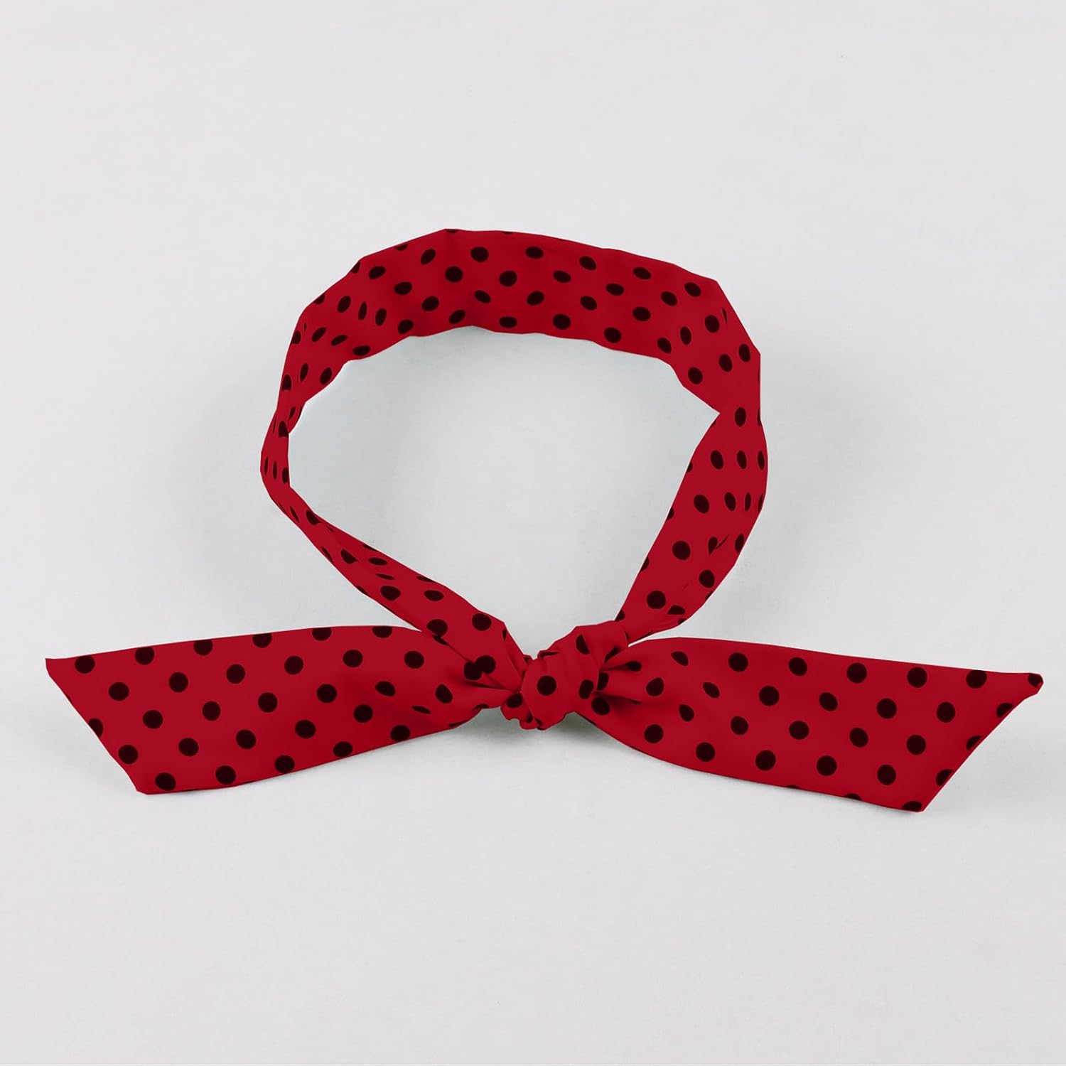 ODIZLI 1950s Retro Vintage Dress with Pockets for Women Short Sleeve Polka Dot Belted Swing Dress and Headband - Image 3