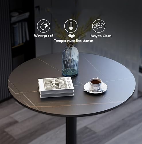 Miniatura 7 de Mesa auxiliar de mármol, mesas auxiliares redondas de oficina con base de metal, mesa auxiliar de sofá de mármol para sala de estar, sala de