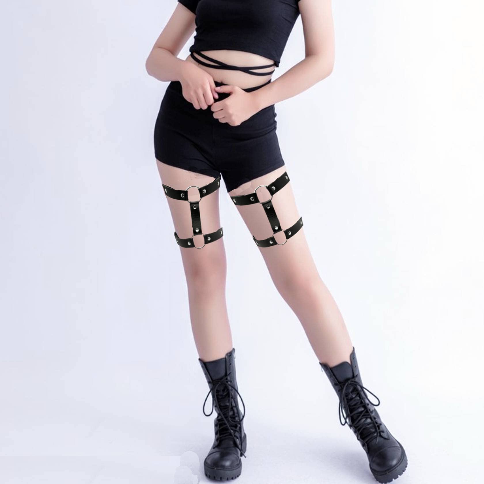 MILAKOO Women's Harness Gothic Leg Ring Body Harness Garter Belt Adjustable