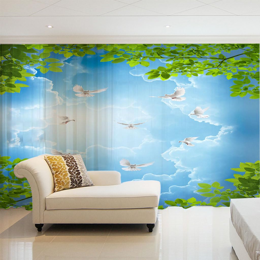 Rideau à oeillets 2 panneaux voilage transparent imprimé nature 140x240 cm