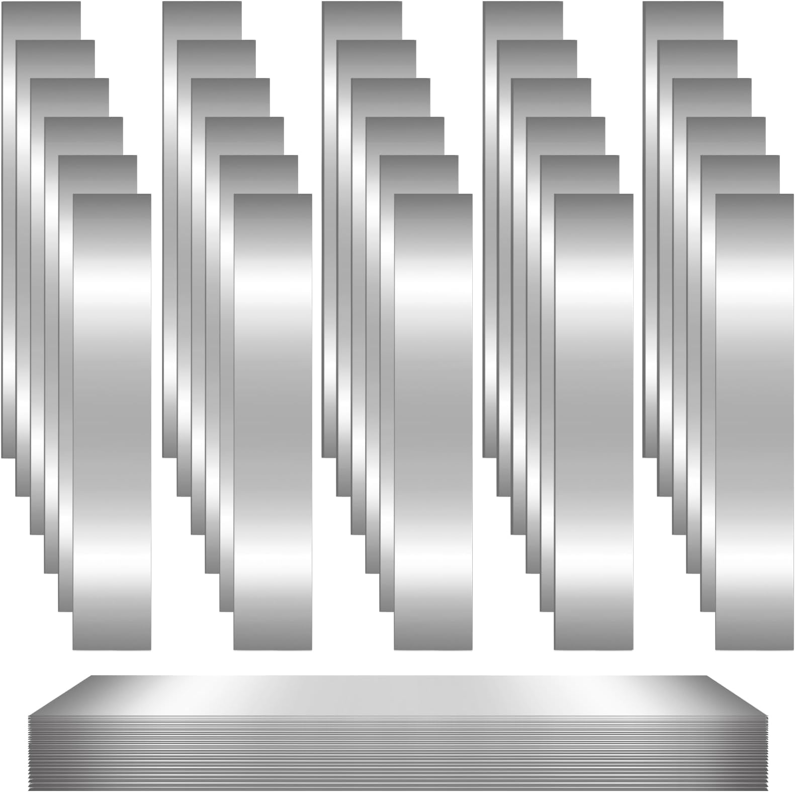 Tebery 30 Pcs Shim Stock Assortment, 10 Size 304 Stainless Steel Metal Shims for Leveling, Strips Gap Filler Trim Tools for Kitchen Home Improvement, 0.0007'' to 0.01''