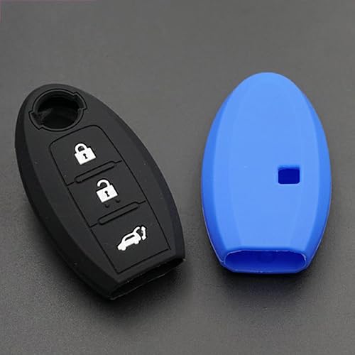 Miniatura 3 de Funda para llave de coche para Nissan Qashqai Skyline Juke Alissa X-Trail, funda de goma de silicona para llave de automóvil, color azul oscuro
