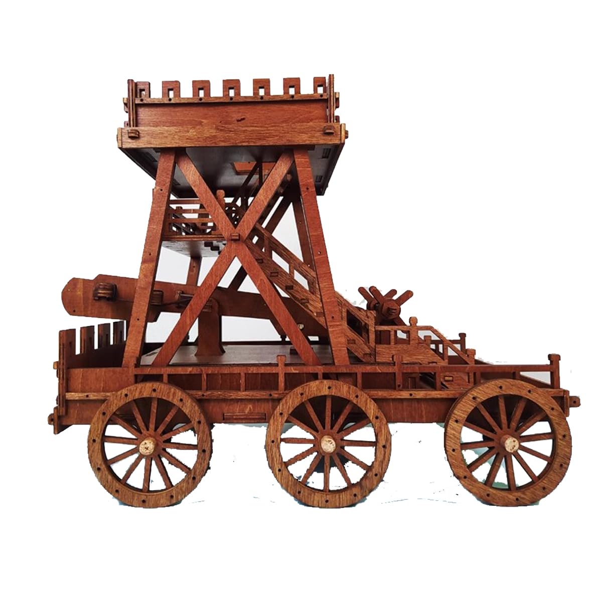 Chinese style ancient siege vehicle model Wooden Tabletop Game Toy Retro Adult Birthday Gift