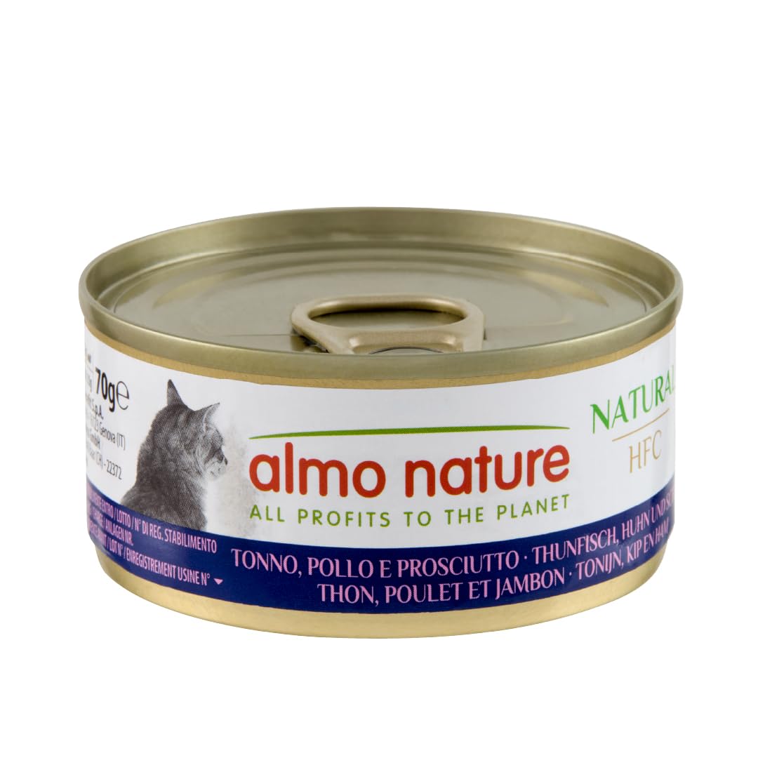 Almo Nature HFC Natural Megapack, Wet cat food - Tuna, Chicken and Ham - (6 x 70 g cans)