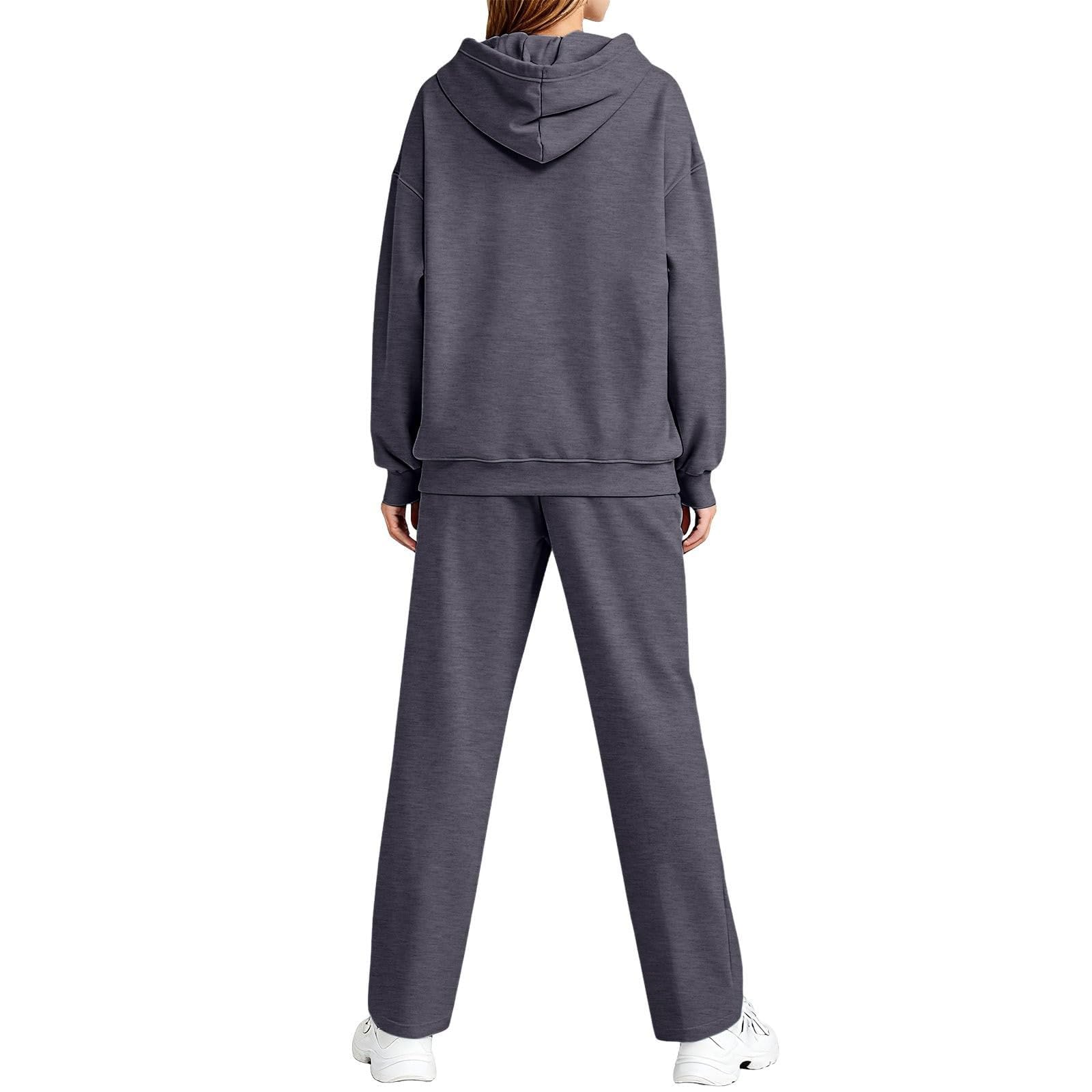Generico Completo Sportiva Tuta Donna Completi Due Pezzi Felpa con Cappuccio e Pantaloni Leggero e Comodo Tute da Ginnastica per Jogging Fitness Casa