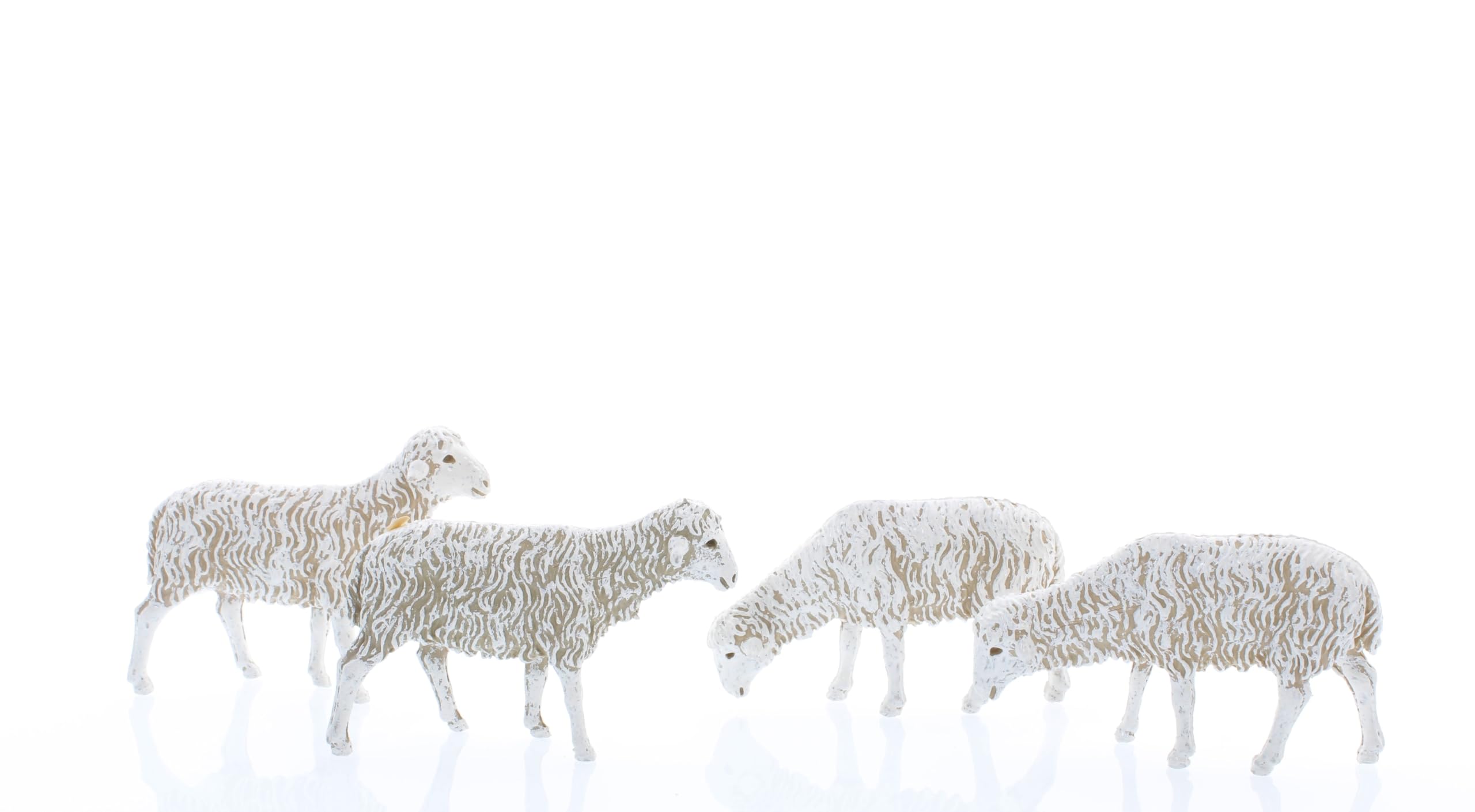 Moranduzzo 4 Ovejas Surtidas para Belén de 12 Cm Escala 1:15 - Figuras de Belén Indestructibles - Pintura Acabada a Mano, Producto Oficial, Escultor M. Landi