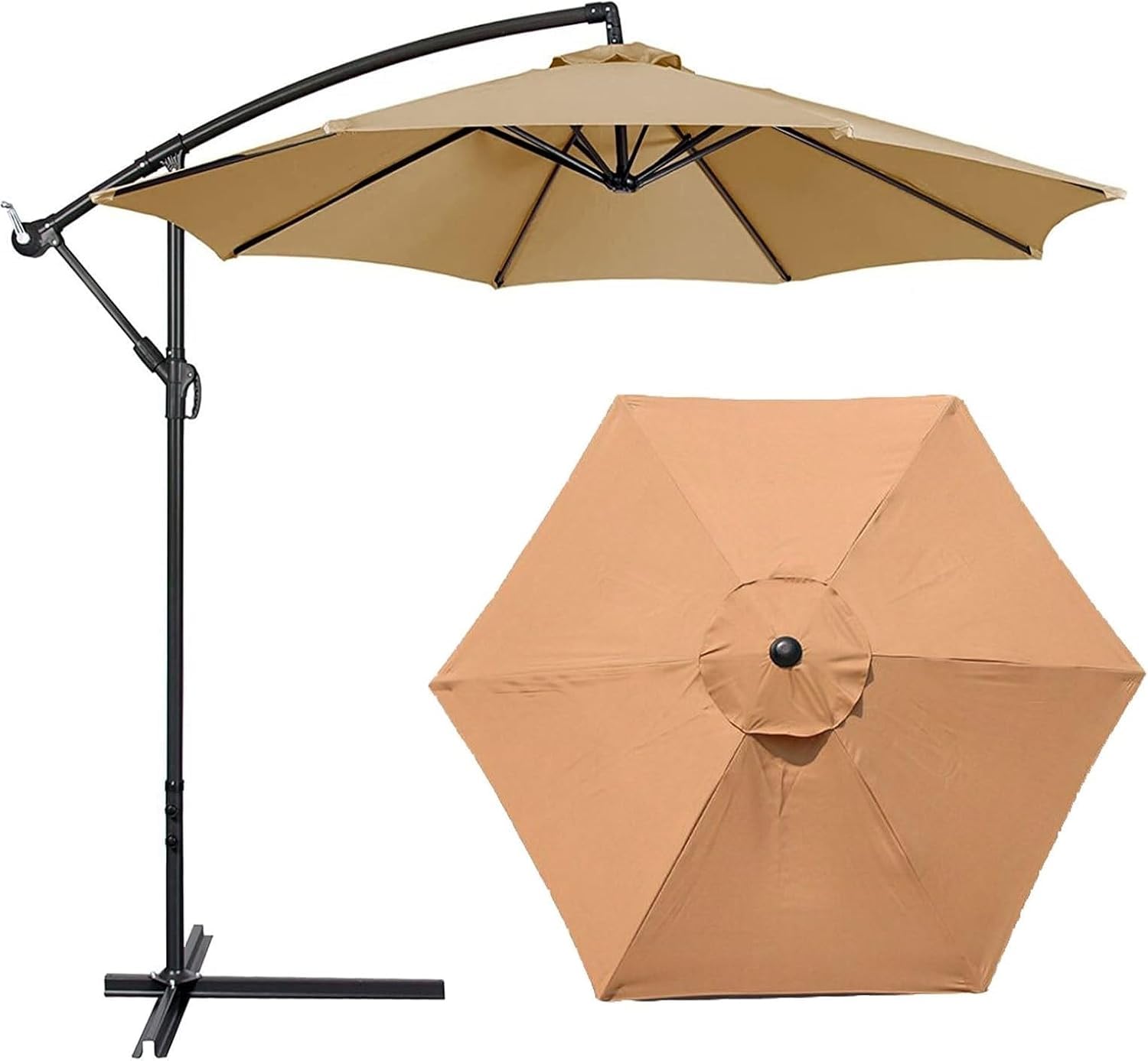 Auvent de remplacement parasol 2.7m kaki pour des repas à l'ombre au jardin