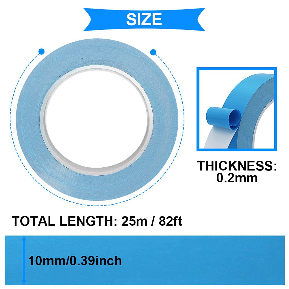 Ruban Double Face Conducteur Chaleur 25m Isolation Ruban Adhésif Thermique Double Face CTRICALVER - Conductivité 1.3W/m·k Pour LED Et SSD Adhésif Double Face