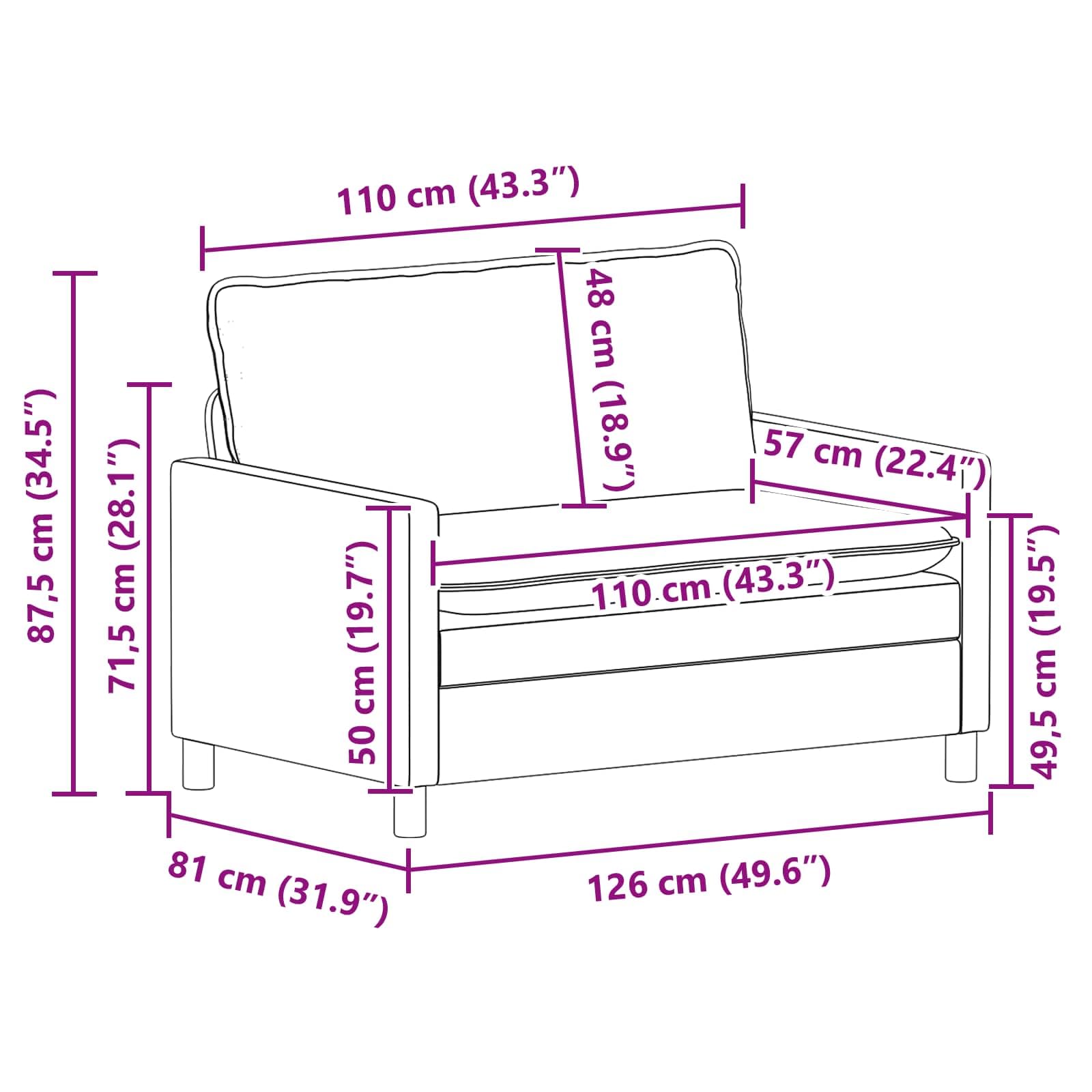 vidaXL Sofá Azul 126 x 81 x 87,5 cm Tela