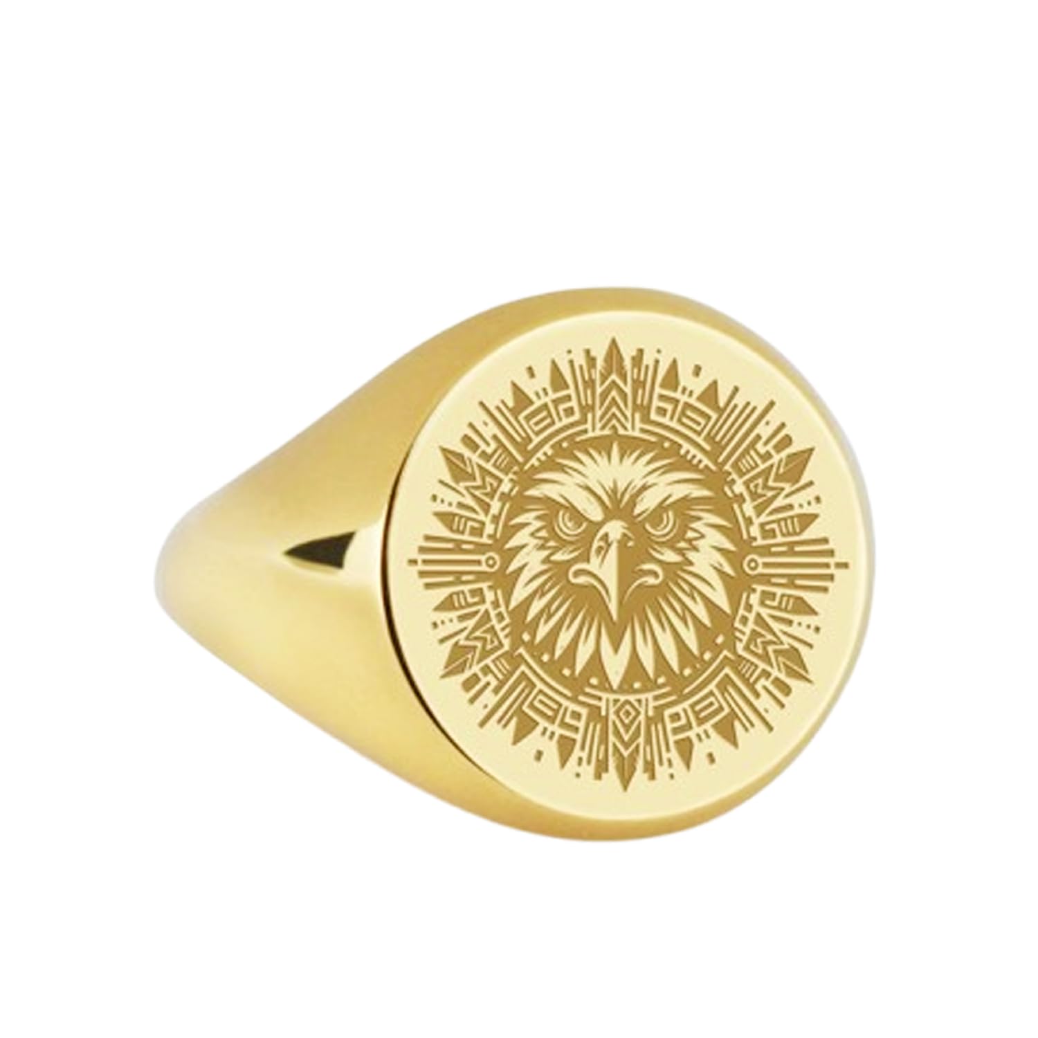 Bague Aigle Aztèque Argent Sterling 925, chevalière plaquée or taille US 5-12,5 - 5