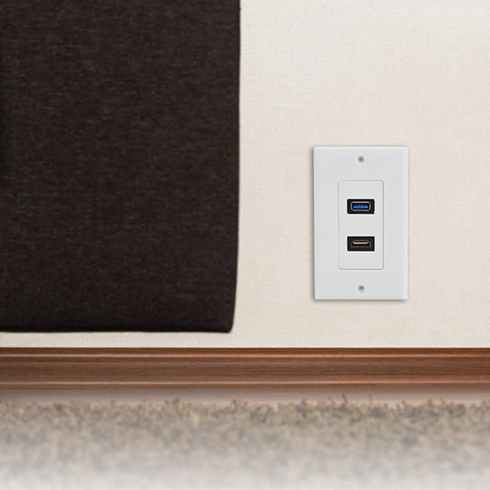 Haofy 2 porty HDMI, USB 3.0, gniazdo ścienne, płyta USB, ładowarka elektryczna, złącze kompozytowe audio, złącze wideo, złącze płyty ściennej, 2 w 1, wyjście, przedłużacz, biały