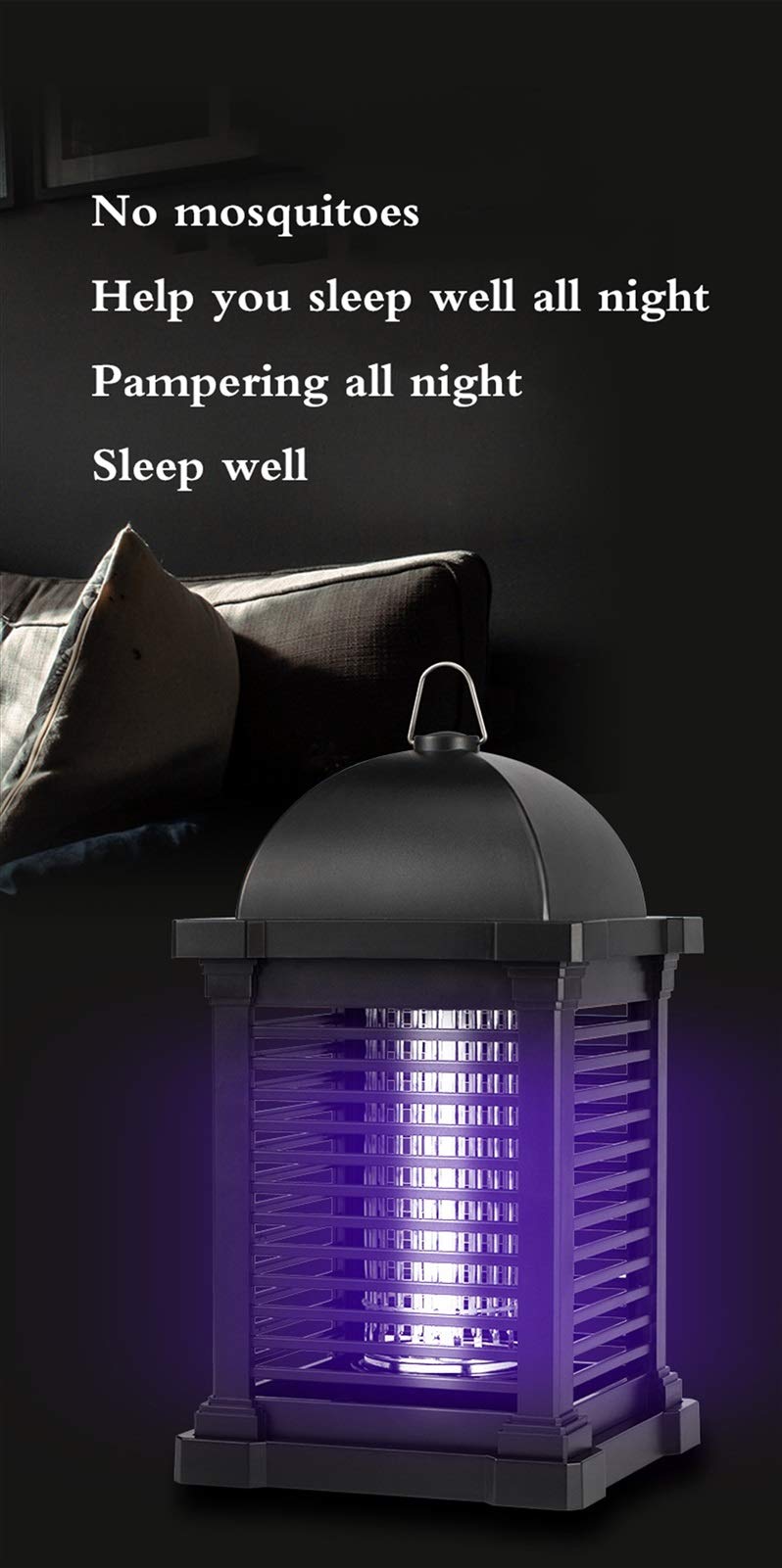 Trappola per Insetti,Trappola Elettrica Anti-zanzare Lampada Repellente per Insetti Antizanzare Lampada Cattura Insetti, Luce UV a 360 Gradi,